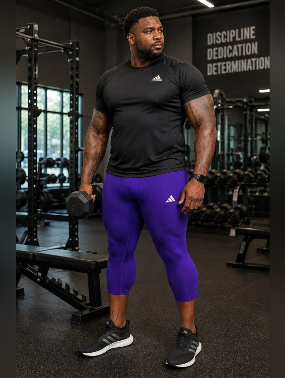 Adidas Men's 3XLT Purple Compression Training Tights Capri Pants NWT Stretch Gym